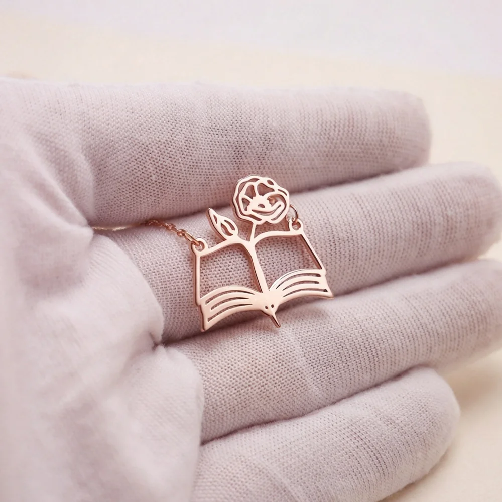 Birth Flower Necklace - Custom Birth‑Flower Open Book Necklace Hollow