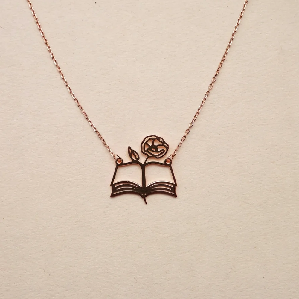 Custom Birth‑Flower Open Book  - Birth Flower Necklace 评论和价格