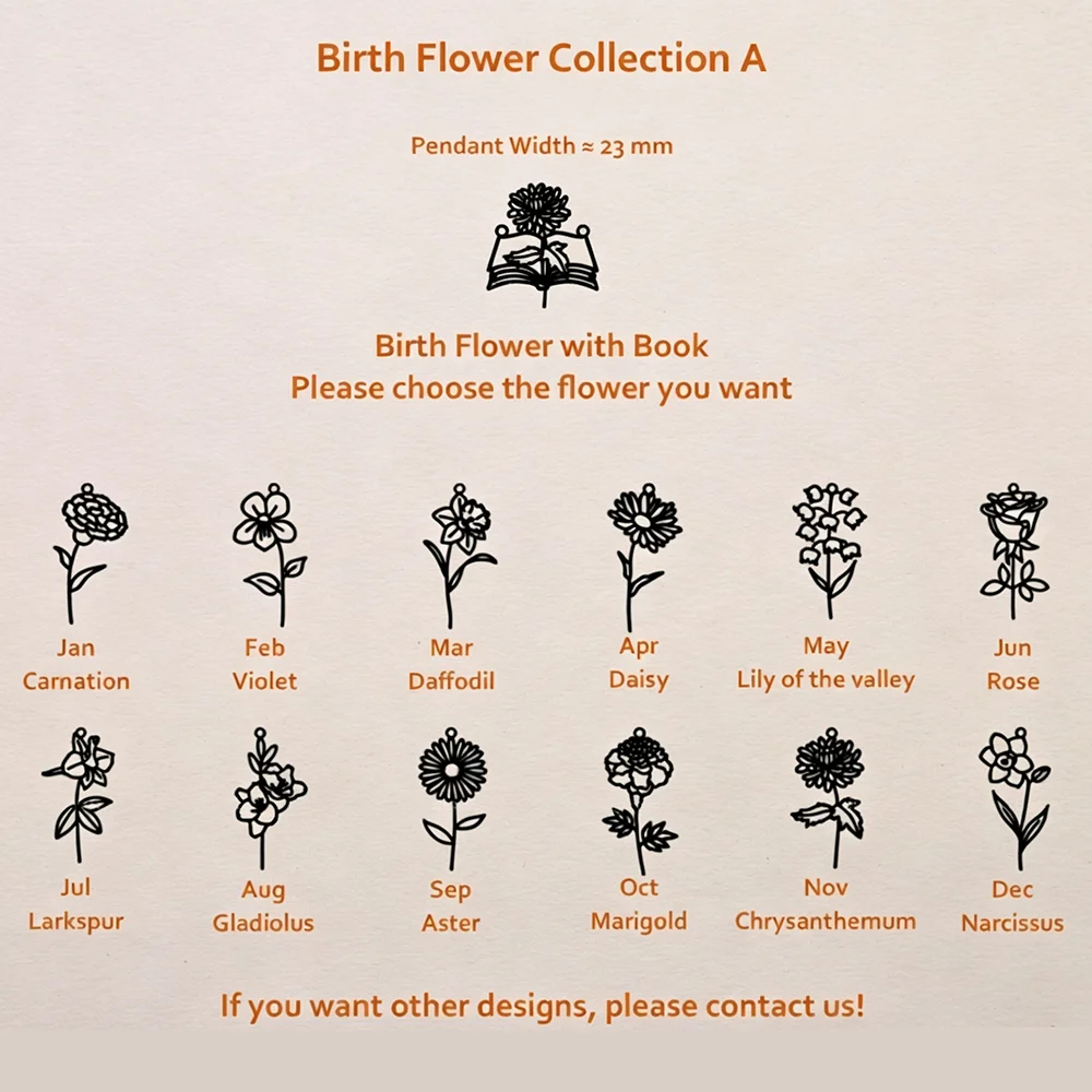Custom Birth‑Flower Open Book  - Birth Flower Necklace 评论和价格
