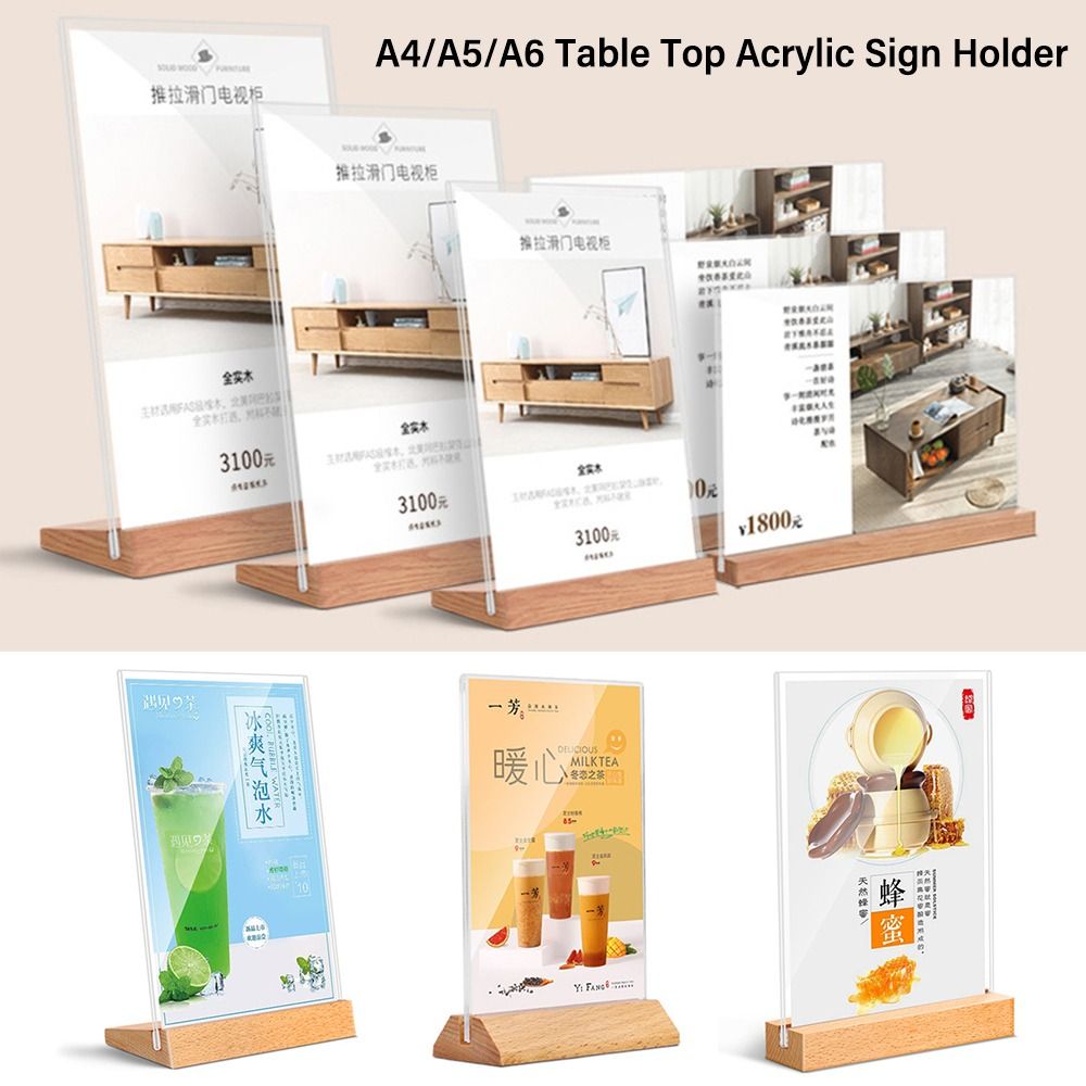 Durable Acrylic Table Top Sign - Engraved Wood Frame 评论和价格