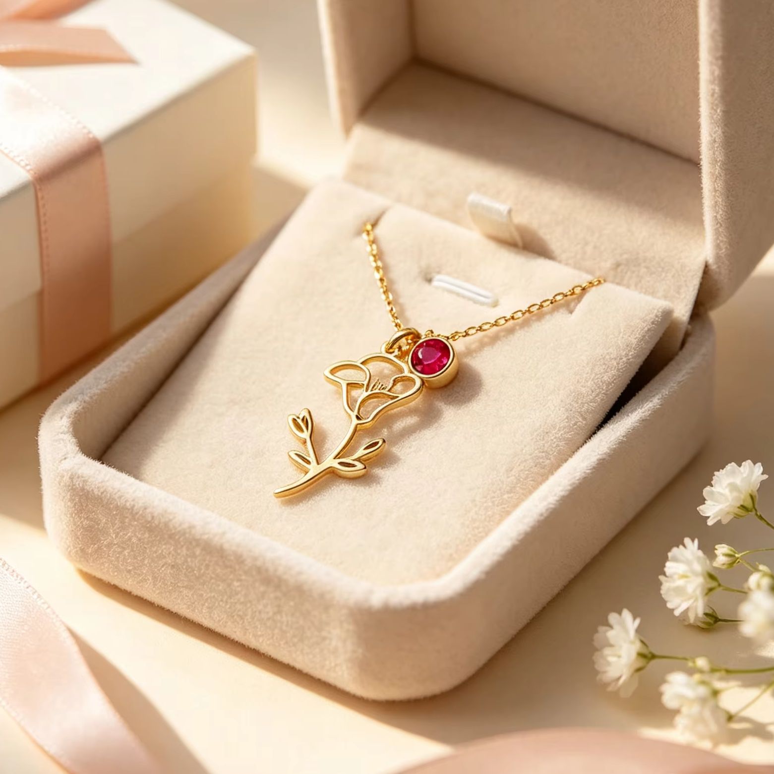 Customized Birth Moon Flower S - Birth Flower Necklace 评论和价格