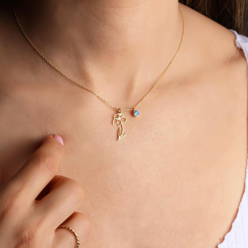 Customized Birth Moon Flower S - Birth Flower Necklace 评论和价格