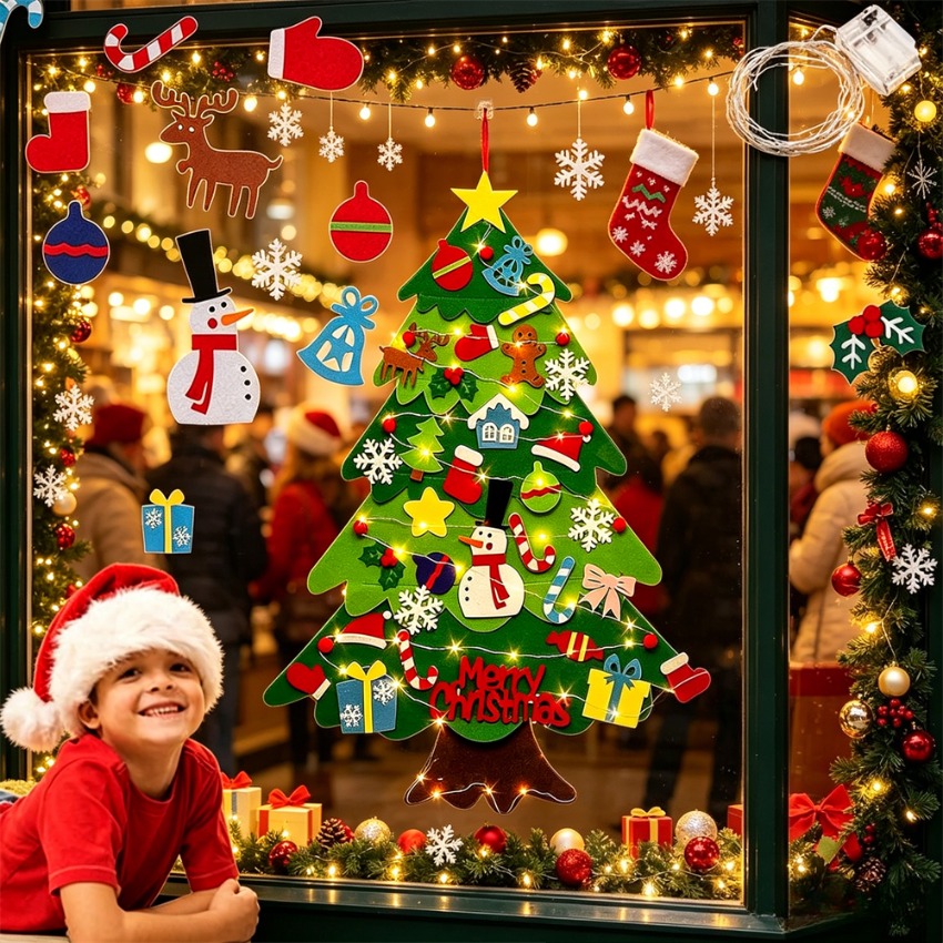 DIY Felt Christmas Tree with D - Family Tree Print 评论和价格